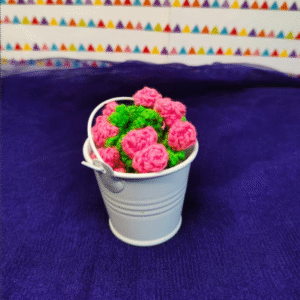 Handmade Crochet Flower Pot Decor | Mini Knitted Floral Arrangement for Home & Desk Décor | Cute Gift Item