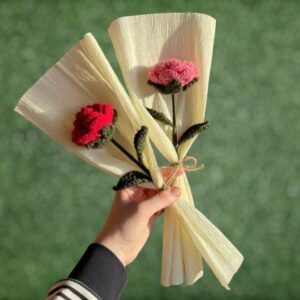 Handmade Crochet Flower Bouquet | Eco-Friendly Knitted Floral Gift for Valentine’s Day, Anniversary & Home Decor